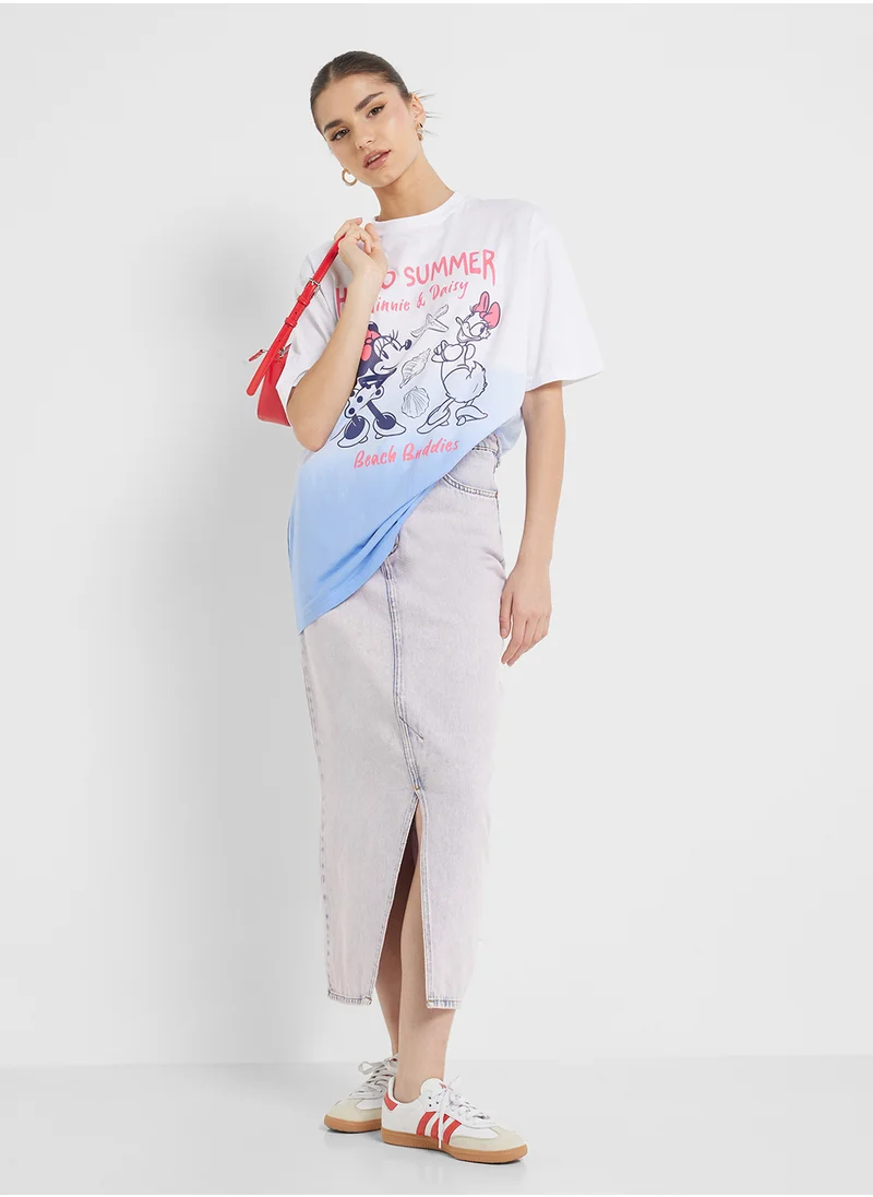 Disney Mickey & Minnie Oversize Ombre Graphic T-Shirt