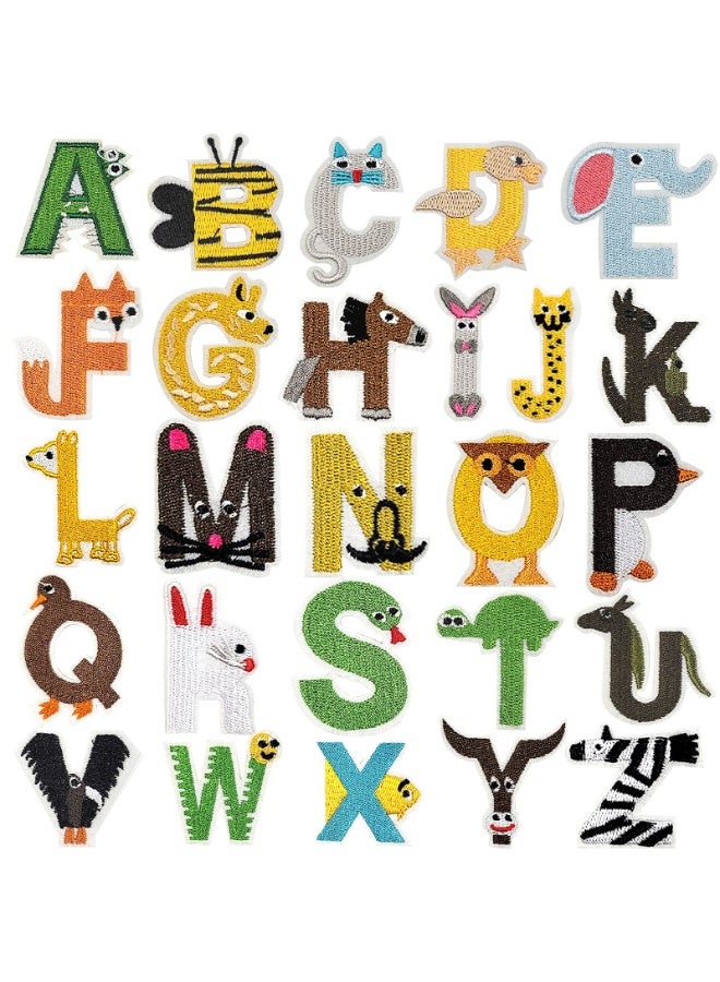 Peachjoy 26PCS A-Z Alphabet Sew On Patches, DIY Iron On Appliques for Clothing and Accessories, Animal Letter Repair Patches for Jeans Hats Backpacks, Craft Sewing Decorations - Image 1