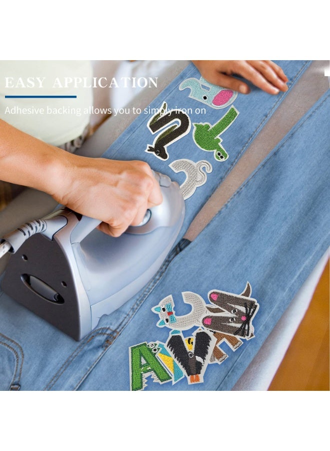 Peachjoy 26PCS A-Z Alphabet Sew On Patches, DIY Iron On Appliques for Clothing and Accessories, Animal Letter Repair Patches for Jeans Hats Backpacks, Craft Sewing Decorations - Image 3