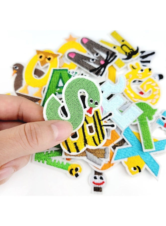 Peachjoy 26PCS A-Z Alphabet Sew On Patches, DIY Iron On Appliques for Clothing and Accessories, Animal Letter Repair Patches for Jeans Hats Backpacks, Craft Sewing Decorations - Image 2