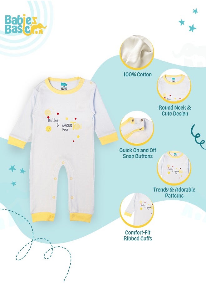 Babies Basic 100% Cotton Printed Long Sleeves Jumpsuit/Romper/Sleepsuit For Babies  - Image 5