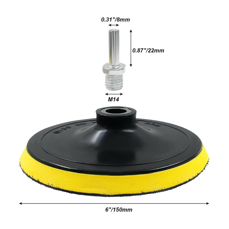 Luomorgo 6 Inch Hook & Loop Backing Pad Orbital Sander Polisher Sanding Pad with M14 Drill Adapter 2pcs - Image 2