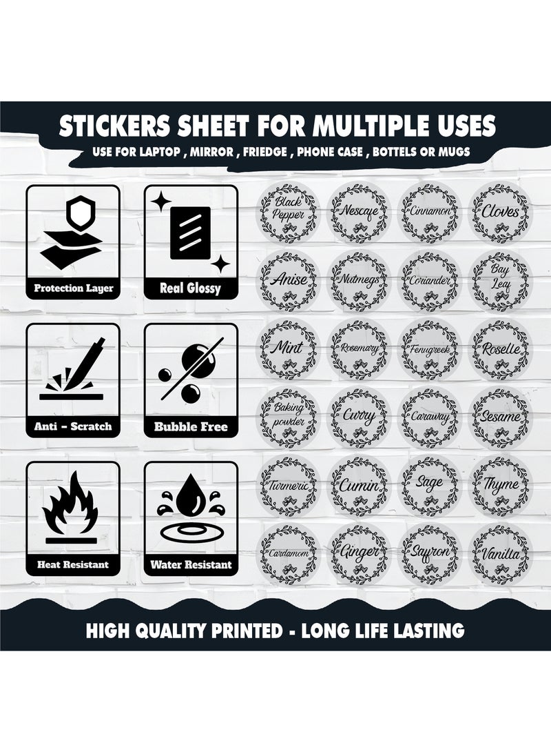 48Pcs Spice Sticker Labels – Waterproof Vinyl with Protective Coating, Durable Kitchen Organizer Tags for Herb and Seasoning Containers, Water-Resistant and Long-Lasting - Image 3