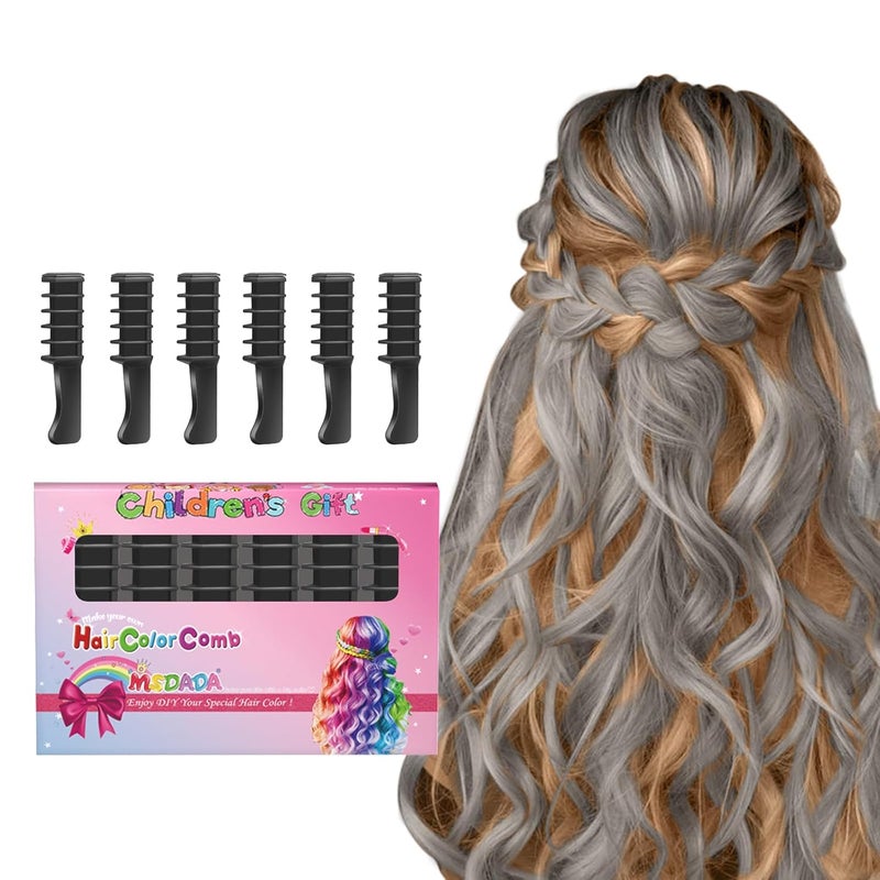 MSDADA New Hair Chalk Comb Temporary Hair Color Dye for Girls Kids with Light Color Hair, Washable Hair Chalk for Girls Age 4 5 6 7 8 9 10 Birthday Cosplay DIY, Christmas,New Year (Black) - Image 1