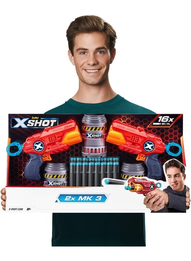 X-Shot Excel Double MK 3 Blaster Combo Pack (16 Darts, 3 Cans)