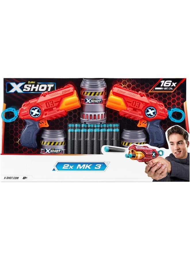 X-Shot Excel Double MK 3 Blaster Combo Pack (16 Darts, 3 Cans)