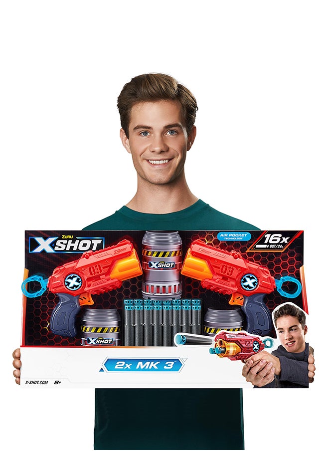 Zuru X-Shot - Excel Mk-3 Double Pack 3Cans 16Darts - Image 1