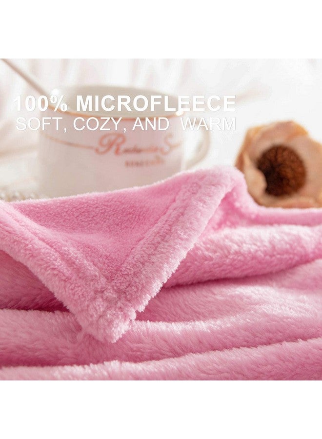 بي اس بي هوم بطانية صيفية فردية من BSB HOME Micromink Pompom Fringe - ناعمة ومريحة وجيدة التهوية ومتعددة الأغراض - وردية - Image 2