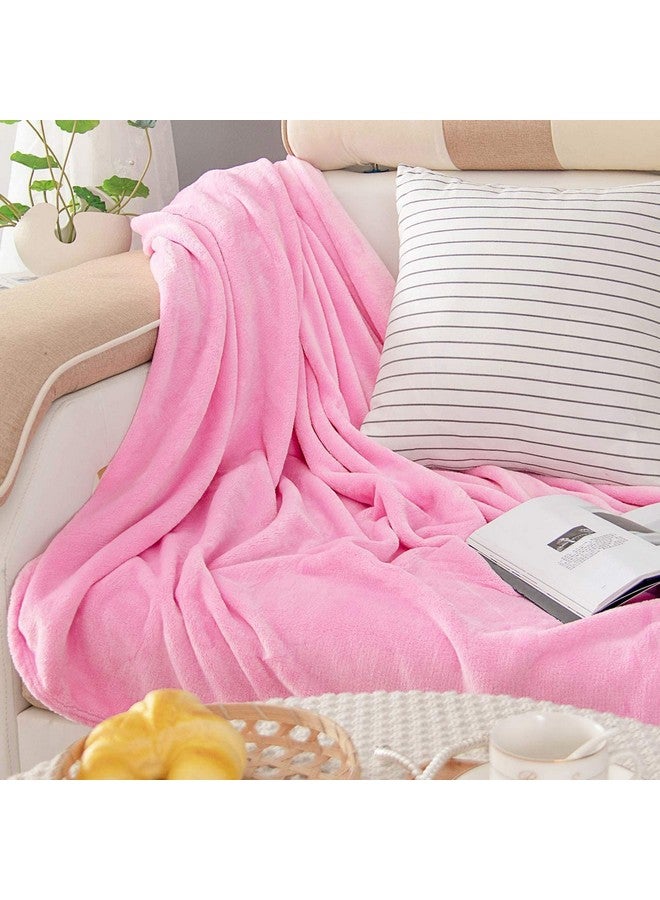 بي اس بي هوم بطانية صيفية فردية من BSB HOME Micromink Pompom Fringe - ناعمة ومريحة وجيدة التهوية ومتعددة الأغراض - وردية - Image 4