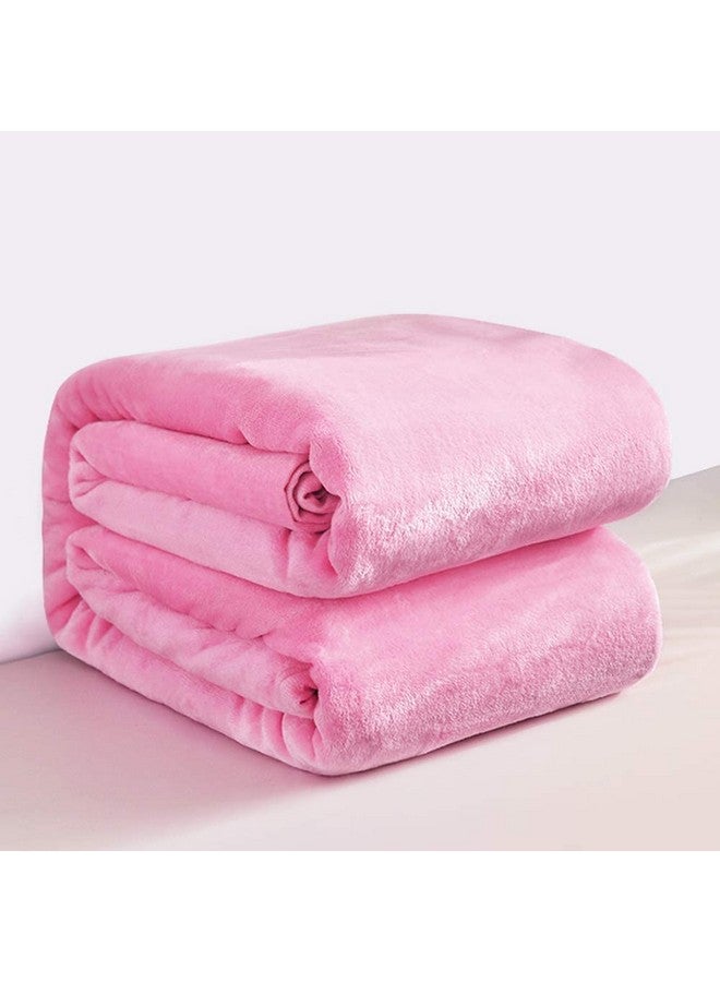 بي اس بي هوم بطانية صيفية فردية من BSB HOME Micromink Pompom Fringe - ناعمة ومريحة وجيدة التهوية ومتعددة الأغراض - وردية - Image 1