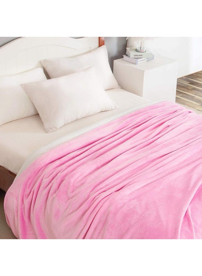 بي اس بي هوم بطانية صيفية فردية من BSB HOME Micromink Pompom Fringe - ناعمة ومريحة وجيدة التهوية ومتعددة الأغراض - وردية - Image 5