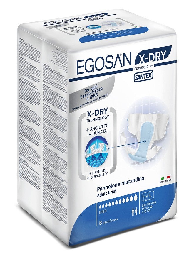 Egosan Adult Incontinence Diaper Briefs with 8 Hours of Protection X-Dry Technology for Superior Absorbency Disposable with Adjustable Tabs for Men and Women (Large (8-Count - Image 1