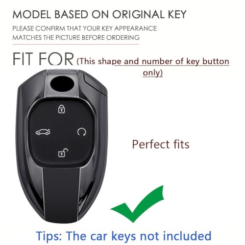 SANRILY Metal Leather 4 Button Key Fob Cover Fit for GAC 2021 Empow J11 J12 GS8 GM6 Trumpchi Accessories Keyless Key Case with Leather Keychain Black - Image 2