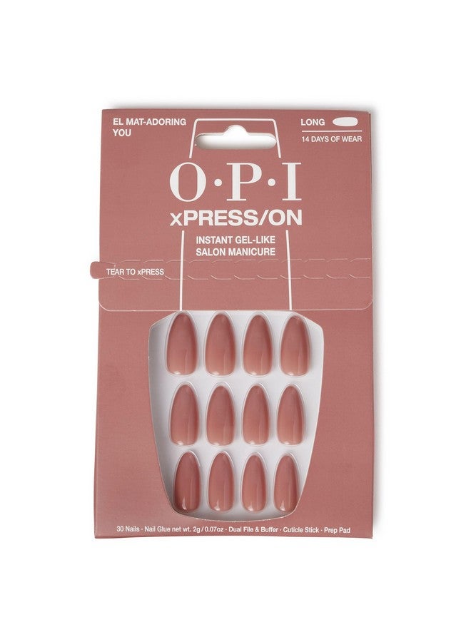 OPI xPRESS/ON El Mat-Adoring You | Soft Neutral Long Almond Press On Nails | With Nail Glue | Long Lasting, Reusable, Non-damaging - Image 1
