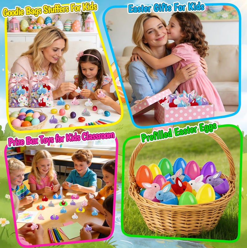Hstyle Easter Egg Fillers, Easter Basket Stuffers for Kids - 24 Pcs Mini Easter Plush Bunny Stuffed Animals, Party Favors for Toddlers Boys Girls, Bulk Small Toys for Classroom Prize Box, Goodie Bag Stuffers - Image 4
