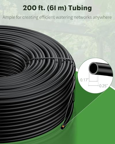 Pawfly 200 ft 14 Drip Irrigation Tubing Black Distribution Tubing for Drip Irrigation System Polyethylene Drip Line Drip Irrigation Hose Tube for QuickConnect Drip Irrigation Emitters - Image 3