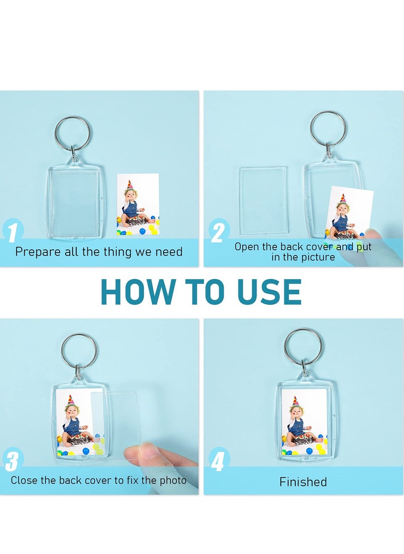 SYOSI - 150 Pieces Photo Insert Keychain Clear Acrylic Picture Keychains Picture Frame Key Chain 2.2 x 1.6 Inch Rectangle Blank Photo Keychains for Holiday Photo Diaplay Supplies - Image 1