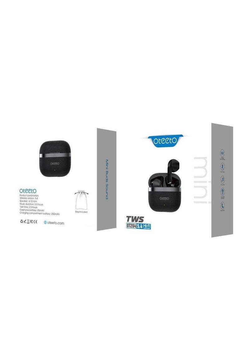 Oteeto OT204 True Wireless Mini Buds – Hi-Fi Stereo Sound with Touch Control - Image 1