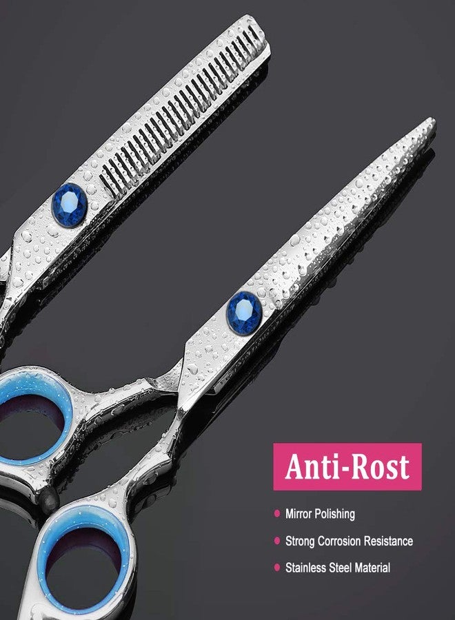 Sirabe Hair Cutting Scissors Set 6 inches, Sapphire Professional Stainless Steel Reinforced Barber/Salon Shears for Hairdressing, Thinning, Home Use, Flat Shears Teeth Shear set with Hair Clip and cape - Image 5