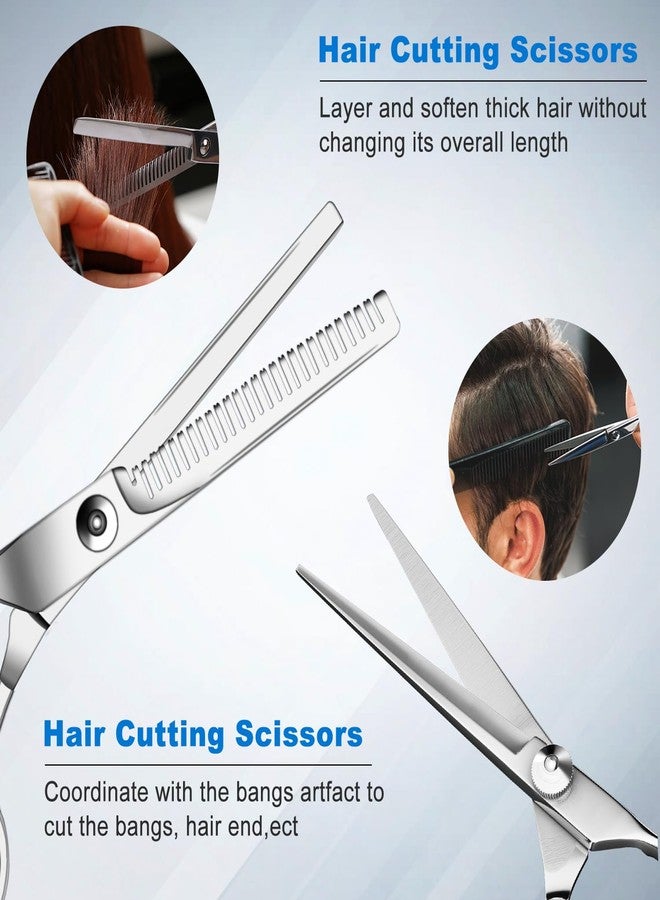 Sirabe Hair Cutting Scissors Set 6 inches, Sapphire Professional Stainless Steel Reinforced Barber/Salon Shears for Hairdressing, Thinning, Home Use, Flat Shears Teeth Shear set with Hair Clip and cape - Image 4