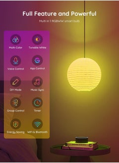 Generic Govee Smart Light Bulb E27, Colour Changing with Music Sync Lamp, 54 Scenes, 16 Million DIY Colours, WiFi & Bluetooth LED Smart Bulb Works with Alexa Google Assistant Home App, Pack of 4  - Image 4