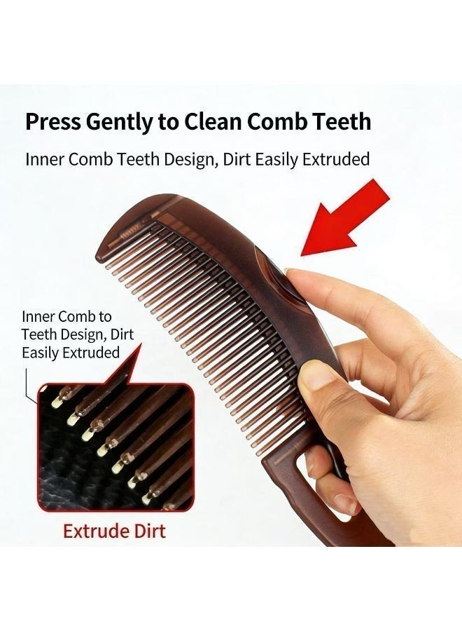 cosmiracle Oil-Removing Dandruff Comb, Self-Cleaning Hollow Teeth Hair Comb with Massage Handle, Scalp Detox Grooming Tool for Grease & Flakes, Portable Hair Brush for Home, Bedroom, Bathroom, Office, Travel, School, Gym, Salon & Outdoor Use, Suitable for Men, Women, Teens, Kids & Whole Family - Image 2