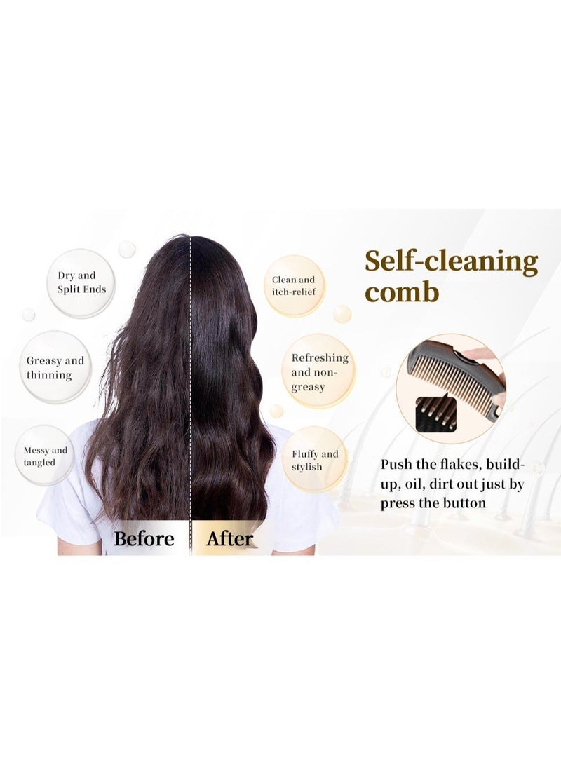cosmiracle Oil-Removing Dandruff Comb, Self-Cleaning Hollow Teeth Hair Comb with Massage Handle, Scalp Detox Grooming Tool for Grease & Flakes, Portable Hair Brush for Home, Bedroom, Bathroom, Office, Travel, School, Gym, Salon & Outdoor Use, Suitable for Men, Women, Teens, Kids & Whole Family - Image 5
