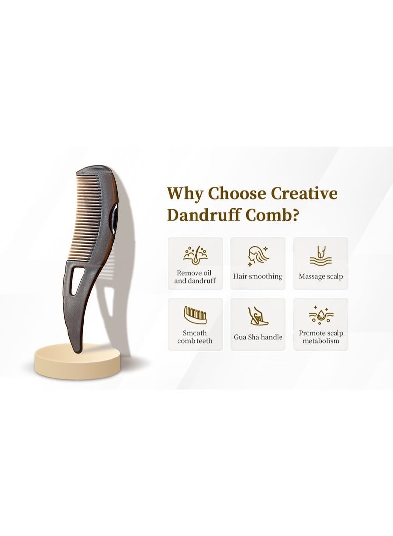 cosmiracle Oil-Removing Dandruff Comb, Self-Cleaning Hollow Teeth Hair Comb with Massage Handle, Scalp Detox Grooming Tool for Grease & Flakes, Portable Hair Brush for Home, Bedroom, Bathroom, Office, Travel, School, Gym, Salon & Outdoor Use, Suitable for Men, Women, Teens, Kids & Whole Family - Image 4