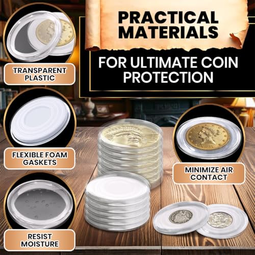 Climberty® 60 Pcs Coin Box with 5 Sizes Protective Gasket, Clear Plastic Coin Capsule Holder for 17-40mm Coins, Tokens, Medals, Collecting Storage Organizer - Image 4