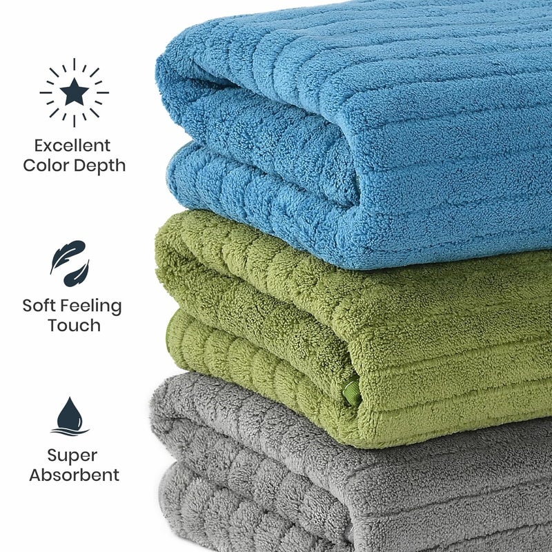 Urban Leaf Stripe Microfiber Hand Towels, Gym & Workout Towels, Pack of 3 Multicolor 1 - Image 2