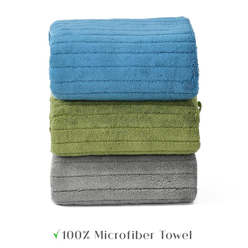 Urban Leaf Stripe Microfiber Hand Towels, Gym & Workout Towels, Pack of 3 Multicolor 1 - Image 3