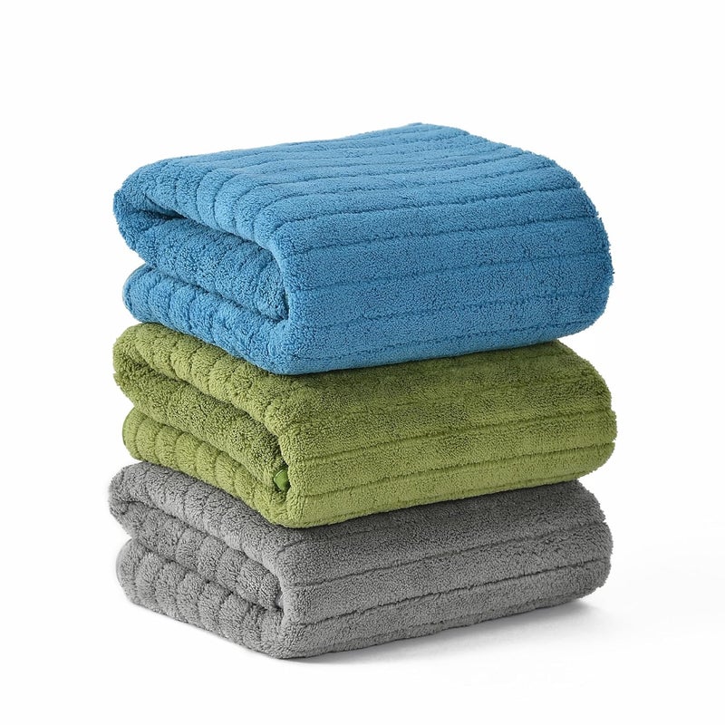 Urban Leaf Stripe Microfiber Hand Towels, Gym & Workout Towels, Pack of 3 Multicolor 1 - Image 1