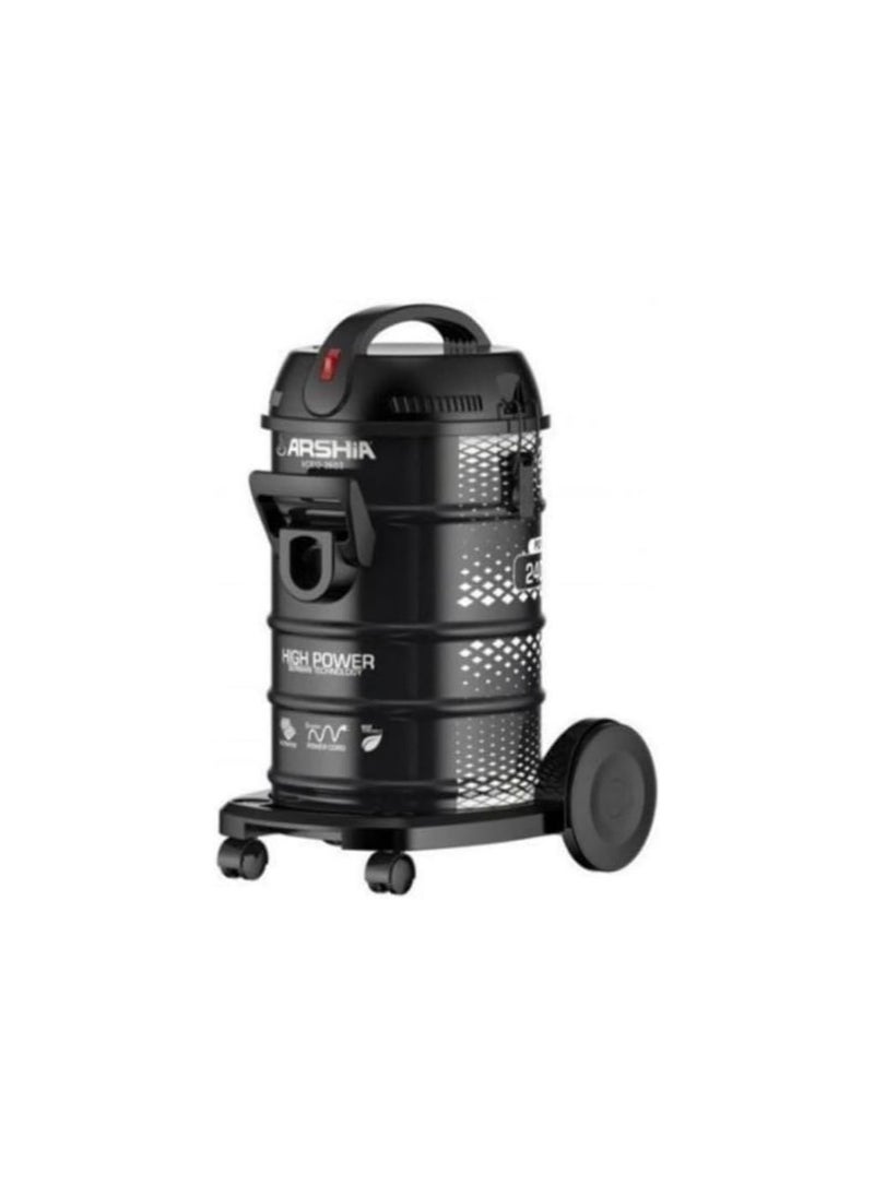 Arshia Arshia Barrel Vacuum Cleaner, 23 Liters, Black, VC612-2604BS 