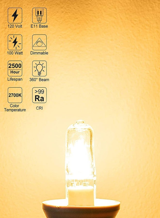 Jaenmsa 4 Pack JDE11 Bulb,120V 100W Halogen Candelabra Bulbs,T4 Mini Base JD E11 Bulb,Dimmable 2700K Warm White（Replacement E11 LED bulb）,for Chandeliers,Candelabra,Ceiling Fan, Table Lamps, Cabinet Lighting - Image 3