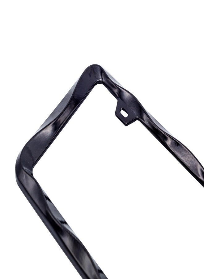 Creathome 3D Curly Wave Pattern Black License Plate Frame from Pure Zinc Alloy Metal - Image 4