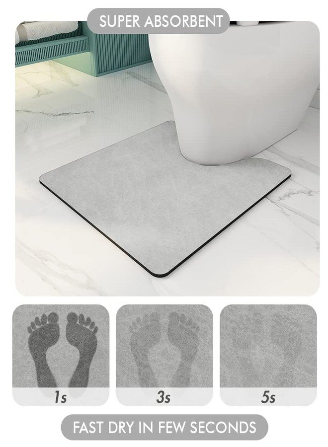 AMOAMI-Bathroom Toilet Rug Mat U Shaped-Absorbent Non Slip Grey Bathroom Rugs Mats-Easy Clean Quick Dry Bath Mats Rugs for Floor-24" x 20" - Image 3