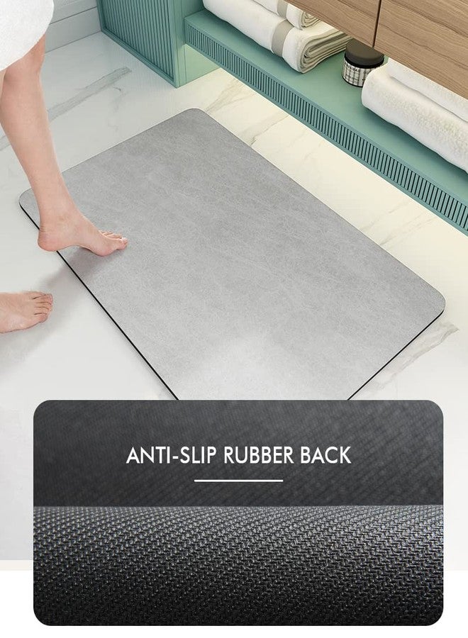 AMOAMI-Bathroom Toilet Rug Mat U Shaped-Absorbent Non Slip Grey Bathroom Rugs Mats-Easy Clean Quick Dry Bath Mats Rugs for Floor-24" x 20" - Image 2