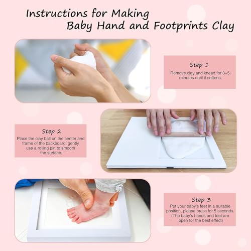 Home-Cloud HomeCloud Wooden Baby Photo Frame with Handprint & Footprint Kit – Precious Newborn Keepsake for Boys & Girls (Clay_Blue) - Image 3