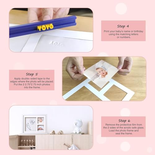 Home-Cloud HomeCloud Wooden Baby Photo Frame with Handprint & Footprint Kit – Precious Newborn Keepsake for Boys & Girls (Clay_Blue) - Image 4