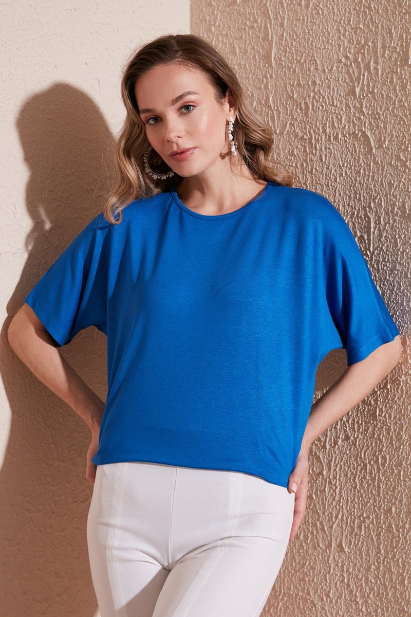Lela Crew Neck Oversize Flexible Textured Blouse Women's Blouse 5864528  - Image 1