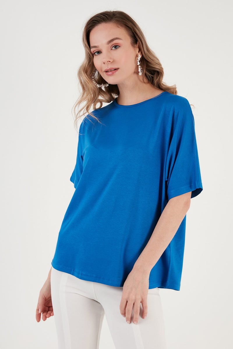Lela Crew Neck Oversize Flexible Textured Blouse Women's Blouse 5864528  - Image 3