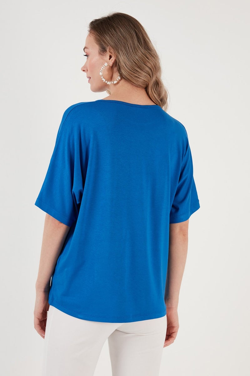 Lela Crew Neck Oversize Flexible Textured Blouse Women's Blouse 5864528  - Image 4