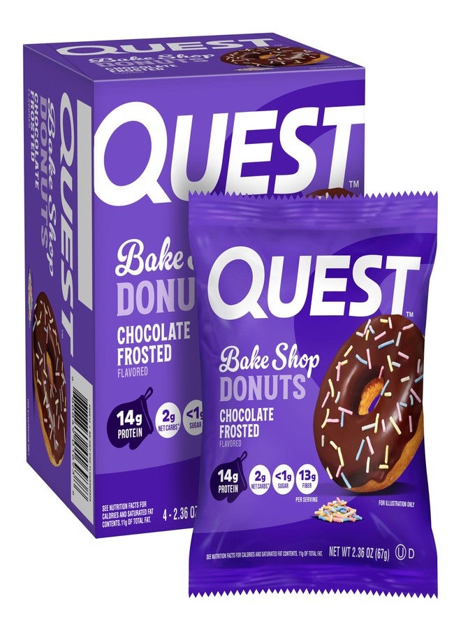 Quest Nutrition Bake Shop, Chocolate Frosted Donuts, 14g Protein, Less than 1g Sugar, Protein Snack, Low Sugar, 4 Count - Image 1