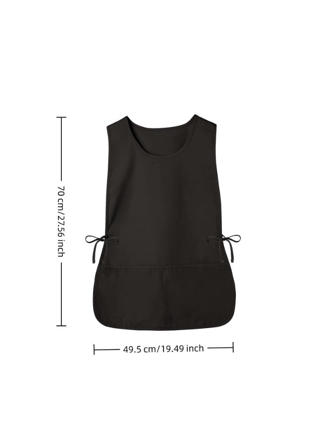 2 Pack Cobbler Apron Universal Smock Apron Hairstylist Aprons Kitchen Apron with 2 Pockets for Women Men Black - Image 2