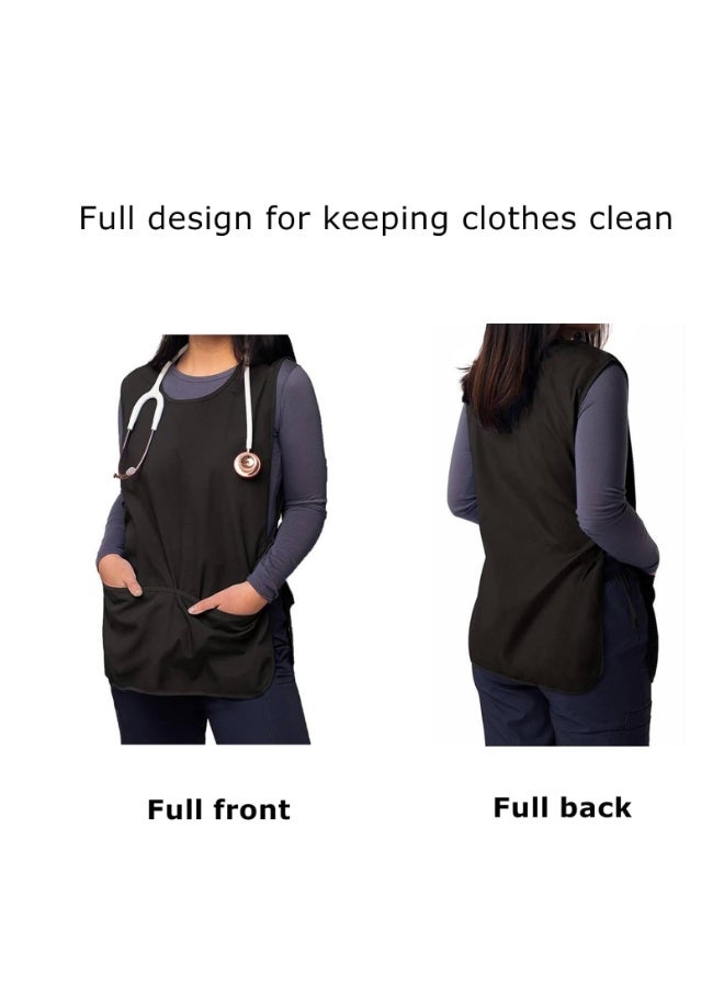 2 Pack Cobbler Apron Universal Smock Apron Hairstylist Aprons Kitchen Apron with 2 Pockets for Women Men Black - Image 4