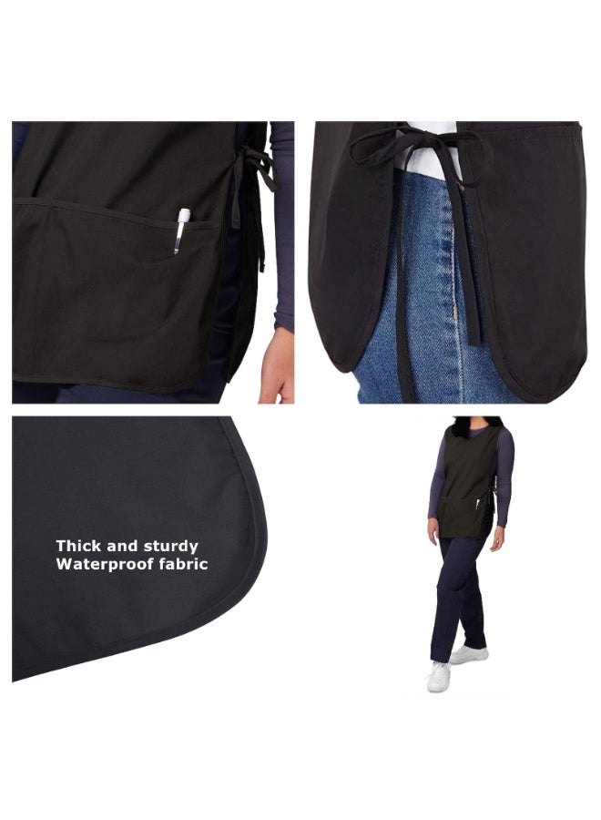 2 Pack Cobbler Apron Universal Smock Apron Hairstylist Aprons Kitchen Apron with 2 Pockets for Women Men Black - Image 5