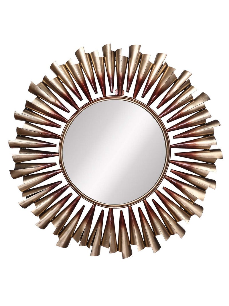 CHRONIKLE مرآة حائط دائرية بتصميم كرونيكل بإطار معدني للديكور المنزلي للحمام وغرفة النوم والمقهى ولأغراض الهدايا حجم 61 x 4 x 61 سم وزن 2775 جرام لون ذهبي - Image 1