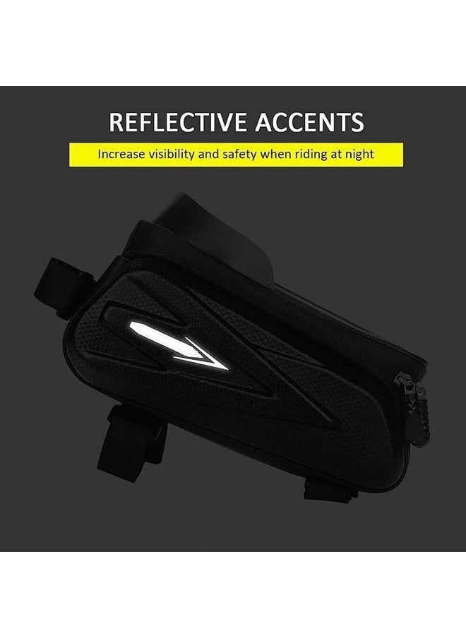 PYC - Waterproof Bike Phone Bag - Front Frame Sensitive Touch Screen, Top Tube Handlebar EVA Cycling Storage - Fits Under 7.2 Inch, 1.5 Liter Volume - Image 1