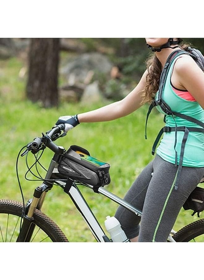 PYC - Waterproof Bike Phone Bag - Front Frame Sensitive Touch Screen, Top Tube Handlebar EVA Cycling Storage - Fits Under 7.2 Inch, 1.5 Liter Volume - Image 1