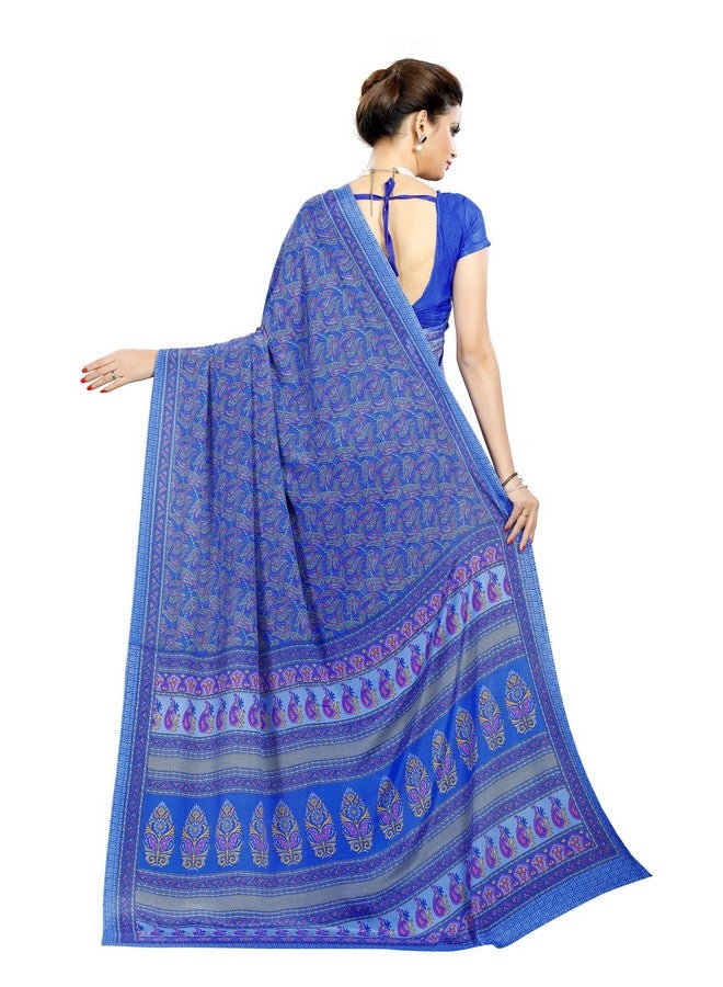 Uniform Unicorn UNIFORM UNICORN Women's Crepe Silk Uniform Saree with Unstitched Blouse Piece (6252_CR-UU) - Image 4